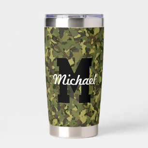 Gourde Isotherme Personnalisé Nom Monogramme Cool Sports Camo Vert