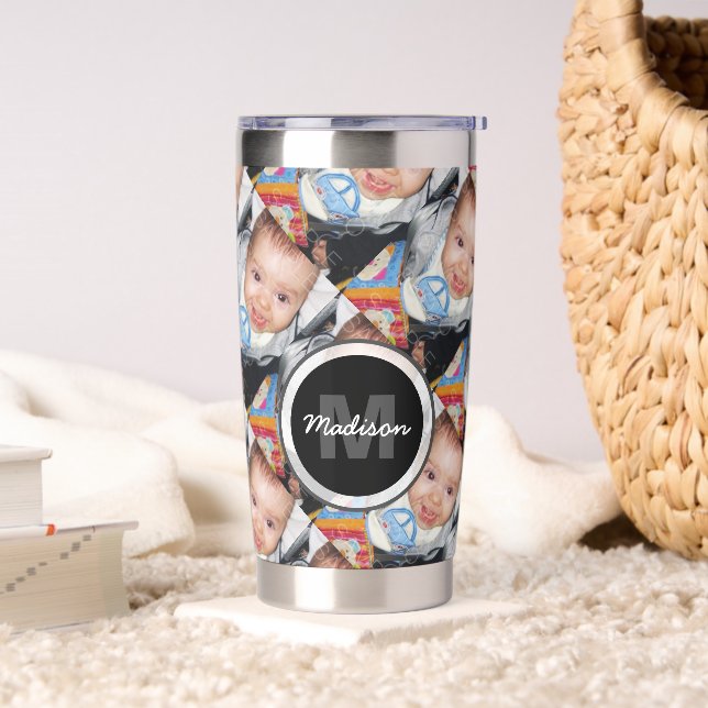 Gourde Isotherme Personnaliser Votre motif photo vertical Monogramm (Salon)
