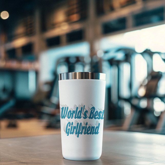 Gourde Isotherme Petite amie avec demi-typographie bleu ciel (Créateur téléchargé)