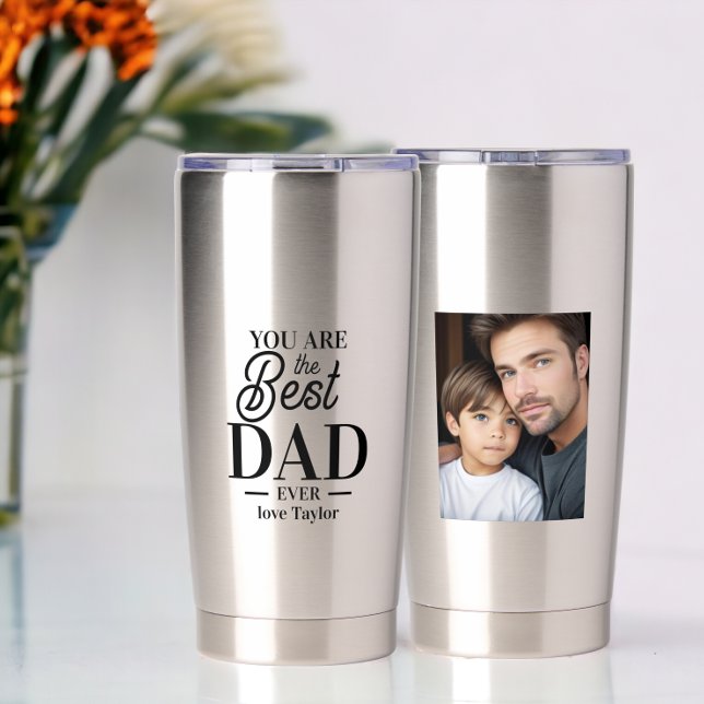Gourde Isotherme Photo personnalisée et texte que vous êtes le meil (Personalized photo and text you are the best ever insulated tumbler from Ricaso. Fathers day gift)