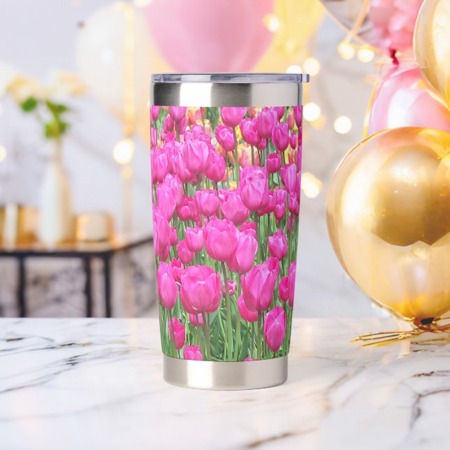Gourde Isotherme Plutôt Tulipe Rose Fleurit Floral (Avant)