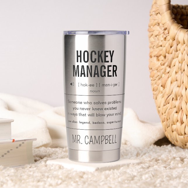 Gourde Isotherme Responsable de l'équipe de hockey personnalisé amu (Salon)