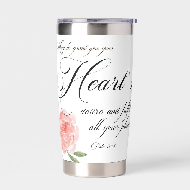 Gourde Isotherme Rose désir du coeur (Gauche)