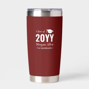 Gourde Isotherme Rouge Grenat Cadeau de Remise des Diplômes avec