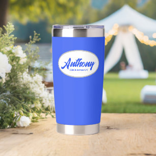Gourde Isotherme Royal Blue Stylisé Mariage Groomsman