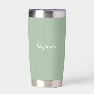 Gourde Isotherme Sage Green Nom Moderne Élégant Monogramme Boho