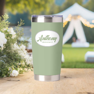 Gourde Isotherme Sage Green Stylisé Mariage Groomsman