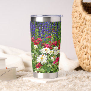 Gourde Isotherme Salvia Bleue et Zinnias Floral