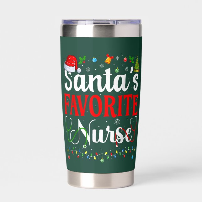 Gourde Isotherme Santa’s Favorite Nurse (Extérieur)