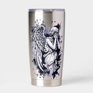 Gourde Isotherme Sculpture d'un ange larmant - avec des éclaboussur