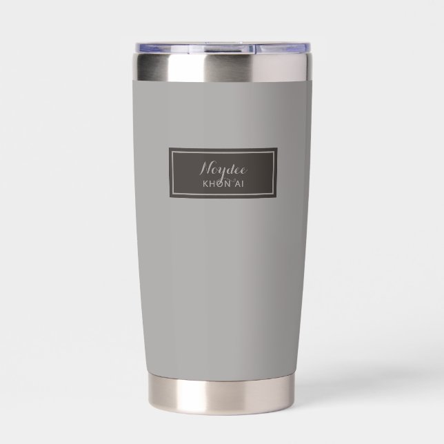 Gourde Isotherme Sérieux Classique Minimal Simple Gris (Extérieur)