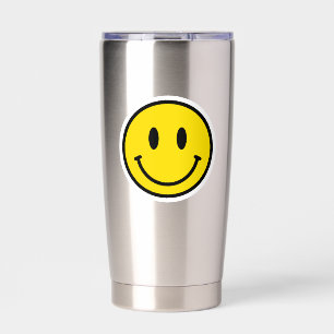 Gourde Isotherme Smile Face Happy Emoji Jaune Black Retro Amusant