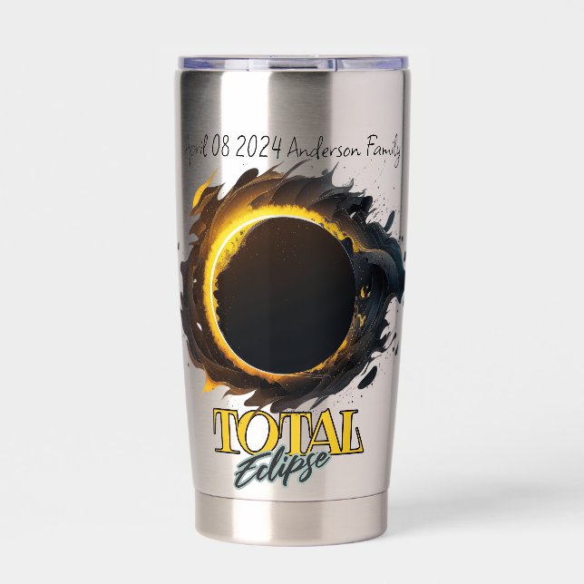 Gourde Isotherme Solar Eclipse cadeau 8 avril 2024 personnalisable (Extérieur)