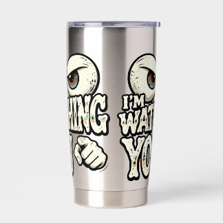 Gourde Isotherme Tasse à café drôle "JE VOUS REGARDE" aux yeux rétr