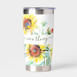 Gourde Isotherme Tournesols aquarelle personnalisés
