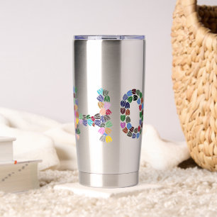 Gourde Isotherme Tulipe multicolore avec le mot “Espoir”