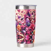 Tumbler enveloppe cœur floral romantique – 20 oz