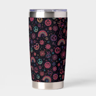 Gourde Isotherme Tumbler Psychedelique Groovy 70s Visages Sourire