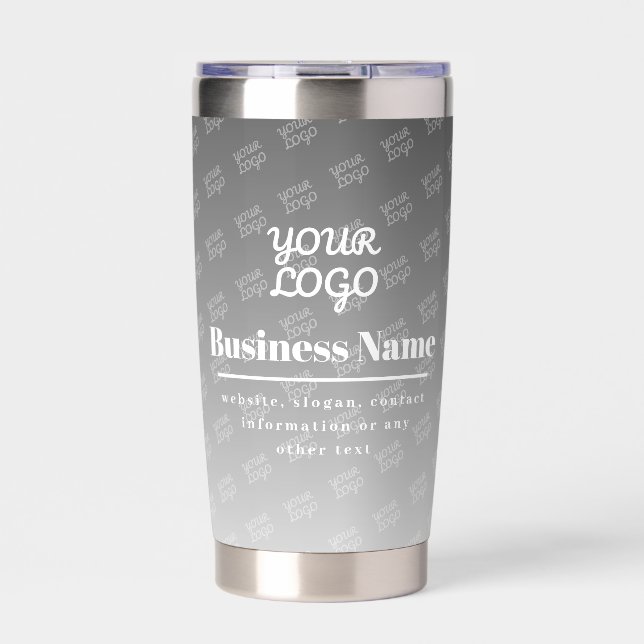 Gourde Isotherme Votre logo ici Motif Gris & Blanc (Extérieur)