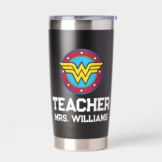 Gourde Isotherme Wonder Woman | Logo Cercle & Etoiles (Gauche)