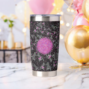 Gourde Isotherme Zèbre disco noir blanc et rose moderne