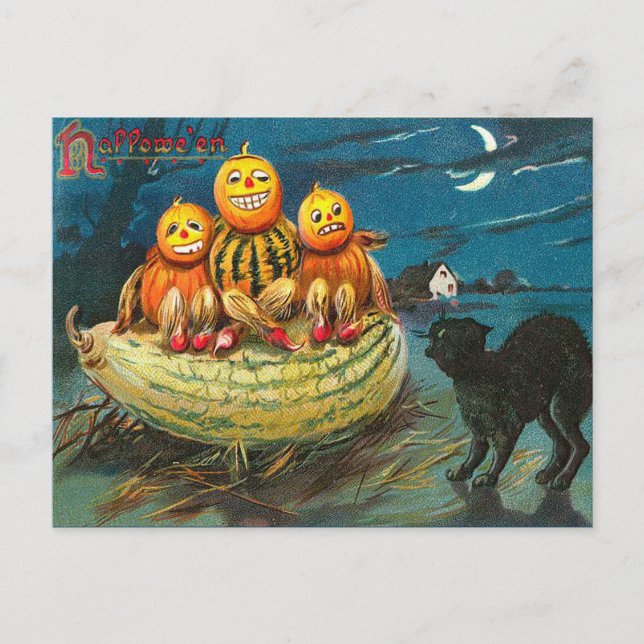 Gourdes d'Halloween vintages, Carte postale Hachet (Devant)