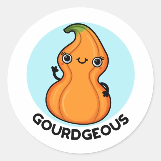 Gourdgeous Funny Gourd Veggie Pun Runder Aufkleber (Vorderseite)