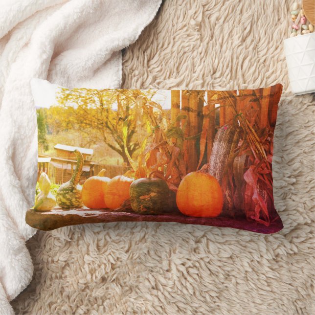Gourds And Pumpkins Farm Stand Art Lendenkissen (Decke)