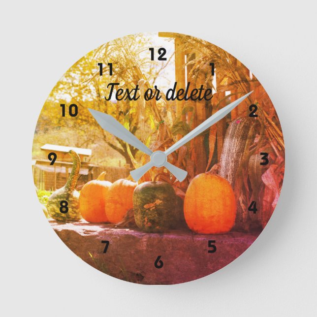 Gourds Pumpkins Farm Stand Abstract Personalized Runde Wanduhr (Vorderseite)