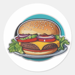 Gourmet-Backburger: Ein Nostalgischer Biss Runder Aufkleber