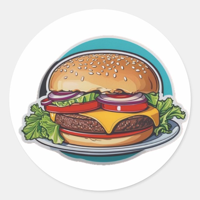 Gourmet-Backburger: Ein Nostalgischer Biss Runder Aufkleber (Vorderseite)