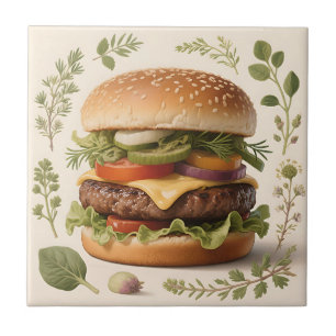 Gourmet-Cheeseburger-Illustration Fliese