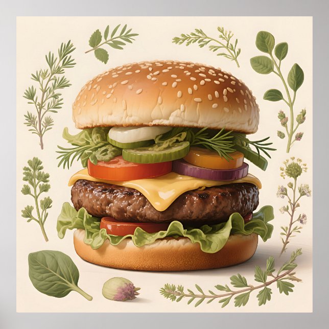 Gourmet-Cheeseburger-Illustration Poster (Vorne)