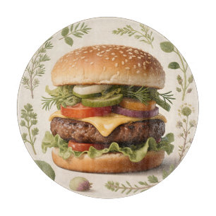 Gourmet-Cheeseburger-Illustration Schneidebrett