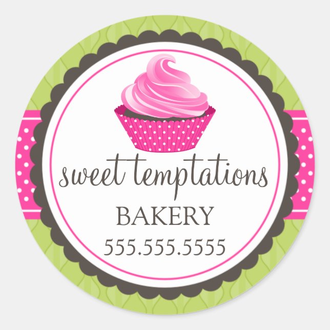 Gourmet Cupcake Bäckerei Box Siegel Runder Aufkleber (Vorderseite)