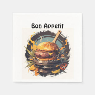 🍔 🎉 "Gourmet Delight" - Bon Appetit Napkins 🍴 ✨ Serviette