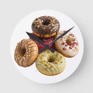 Gourmet-Donut-Küchenwanduhr | Farbige Bäckerei Runde Wanduhr