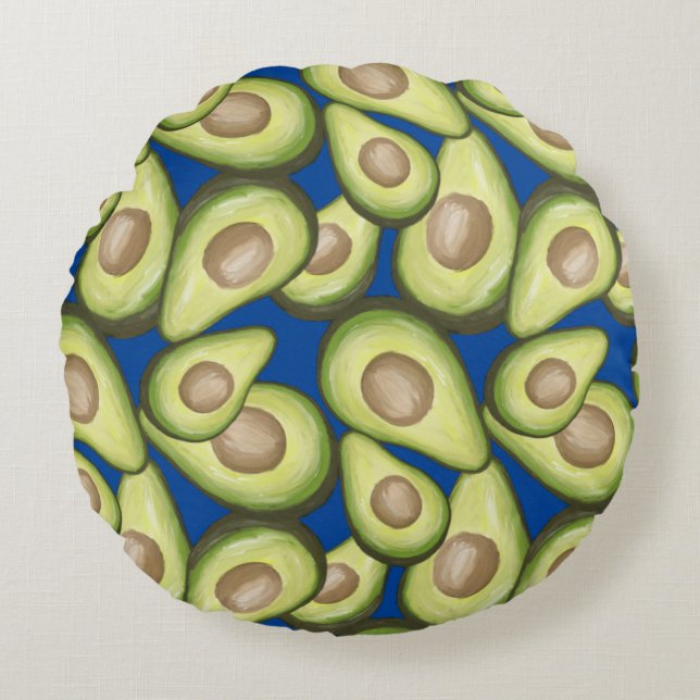 Gourmet Fresh Cut Vegan Avacados Rundes Kissen (Vorderseite)
