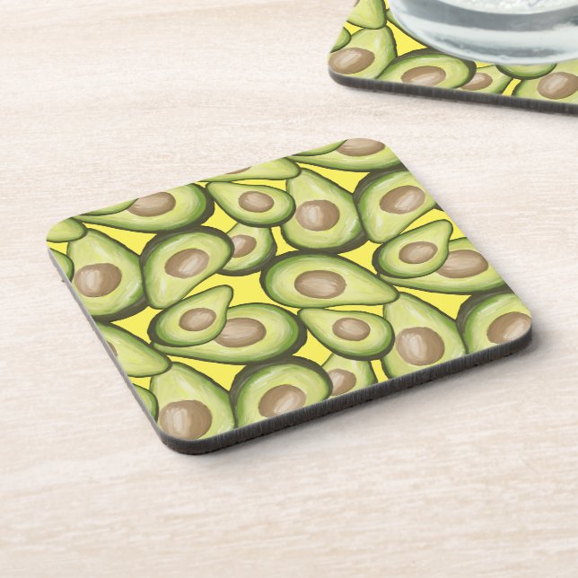 Gourmet Fresh Cut Vegan Avocado Muster Getränkeuntersetzer (Linke Seite)