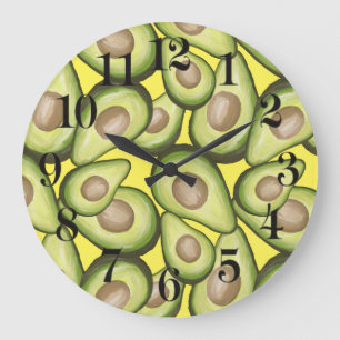 Gourmet Fresh Cut Vegan Avocado Muster Große Wanduhr