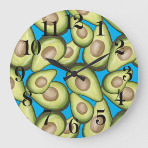 Gourmet Fresh Cut Vegan Avocado Muster Große Wanduhr
