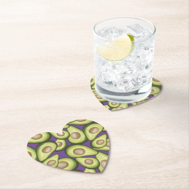 Gourmet Fresh Cut Vegan Avocado Pattern Square Pap Untersetzer (Vor Ort)