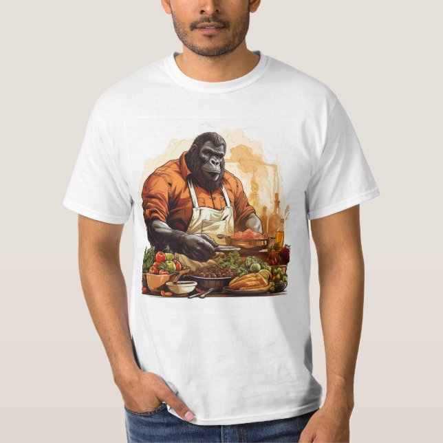 "Gourmet Gorilla: Der T - Shirt der Wahl des Koch (Vorderseite)