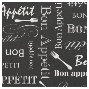 Gourmet Küche Bon Appetit Black and White Stoff