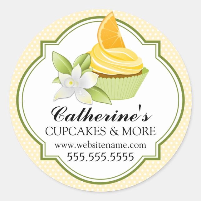 Gourmet Orange Slice Cupcake Bäckerei Siegel Runder Aufkleber (Vorderseite)