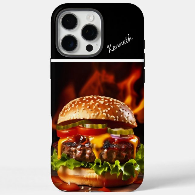 Gourmet Steaming Cheeseburger iPhone 16 Pro Max Hülle (Rückseite)