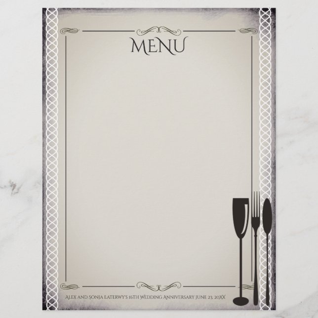 Gourmetspeisen und Party-Dinner-Menü mit Kopfzeile (Vorderseite)