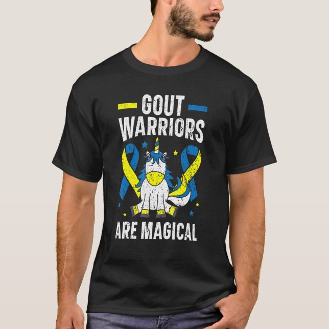 Gout-Krieger sind magische Einhorn-Gicht-Bewusstse T-Shirt (Vorderseite)