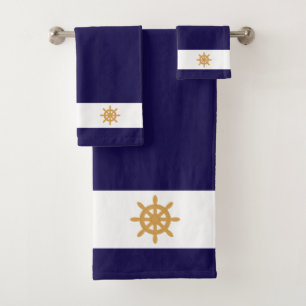 Gouvernail de navire doré nautical sur fond bleu m