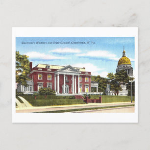 Gouverneurshaus und Hauptstadt in Charleston, W.V. Postkarte